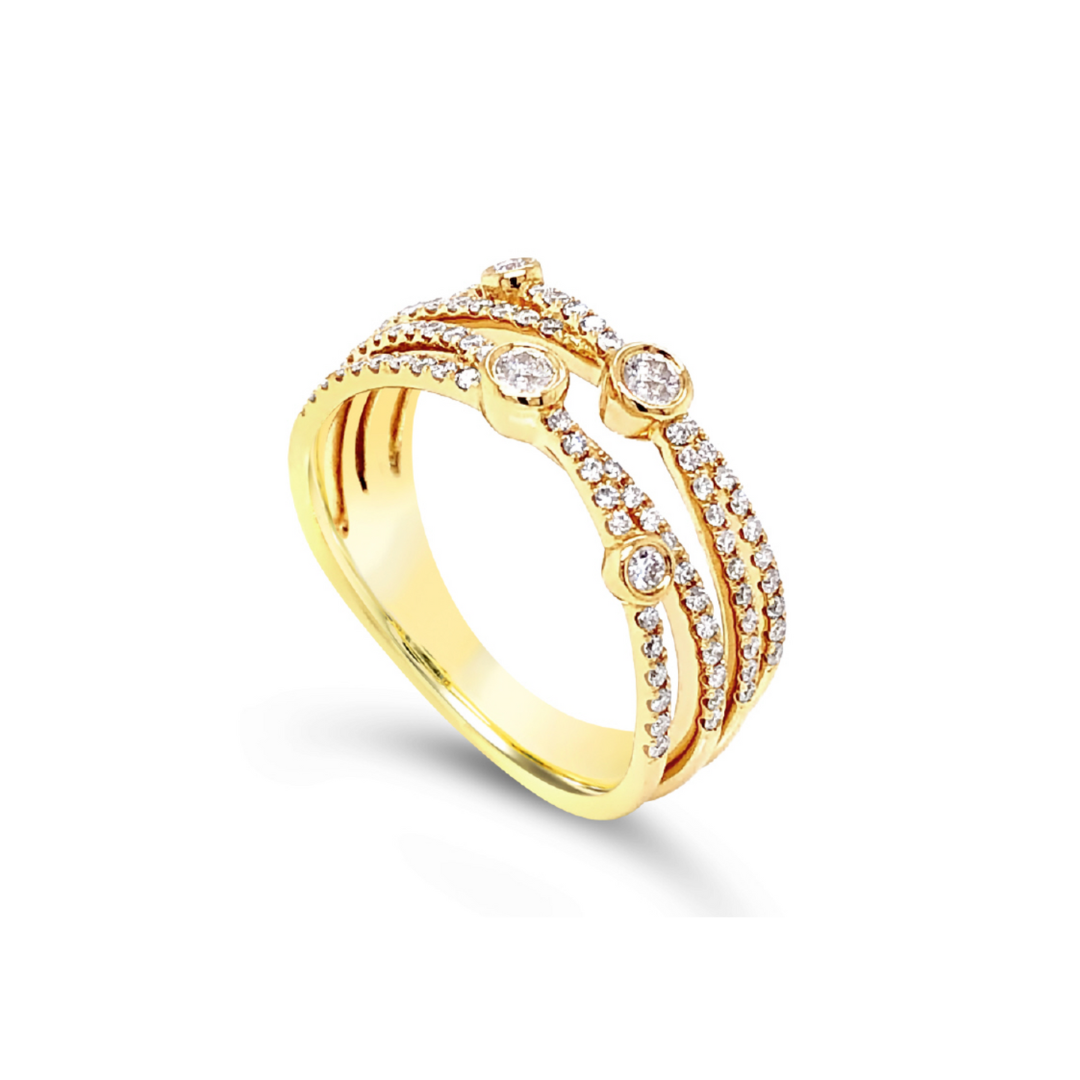 Asymmetrical Layered Diamond Ring