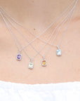Rectangular Gemstone Pendant Necklace