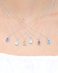 Rectangular Gemstone Pendant Necklace