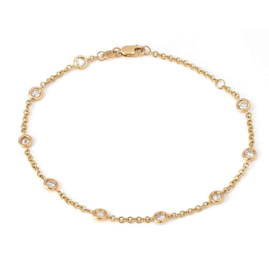 14k Gold Diamond Bezel Link Bracelet