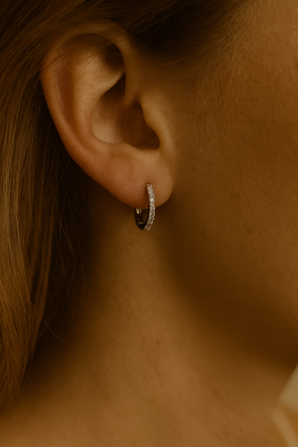 14K Diamond Huggies, 1/10 CT