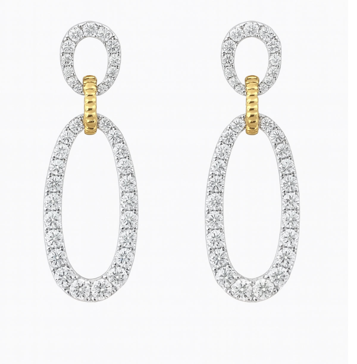 Diamond Oval Drop Earrings