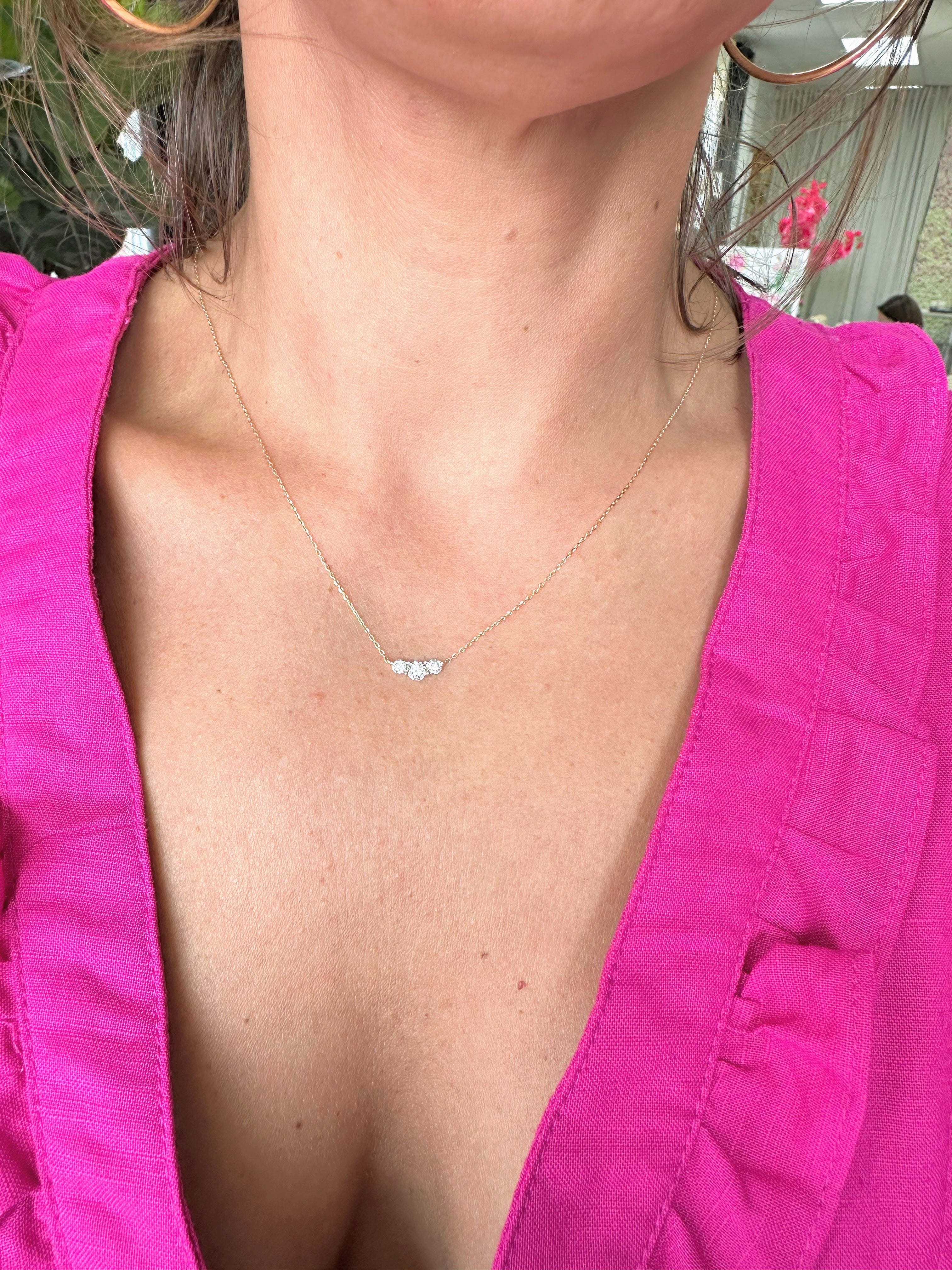 10K Three Diamond Necklace