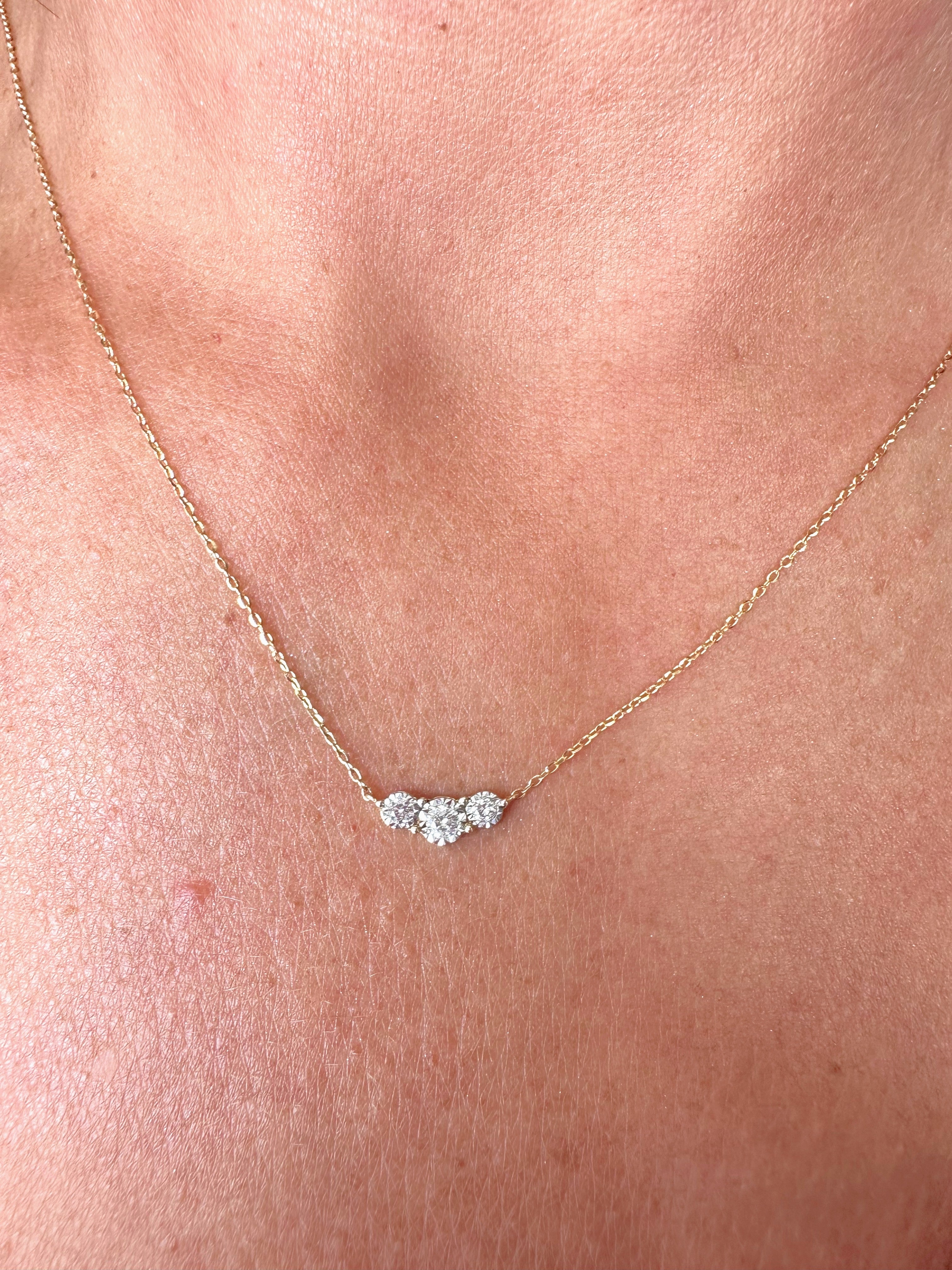 10K Three Diamond Necklace