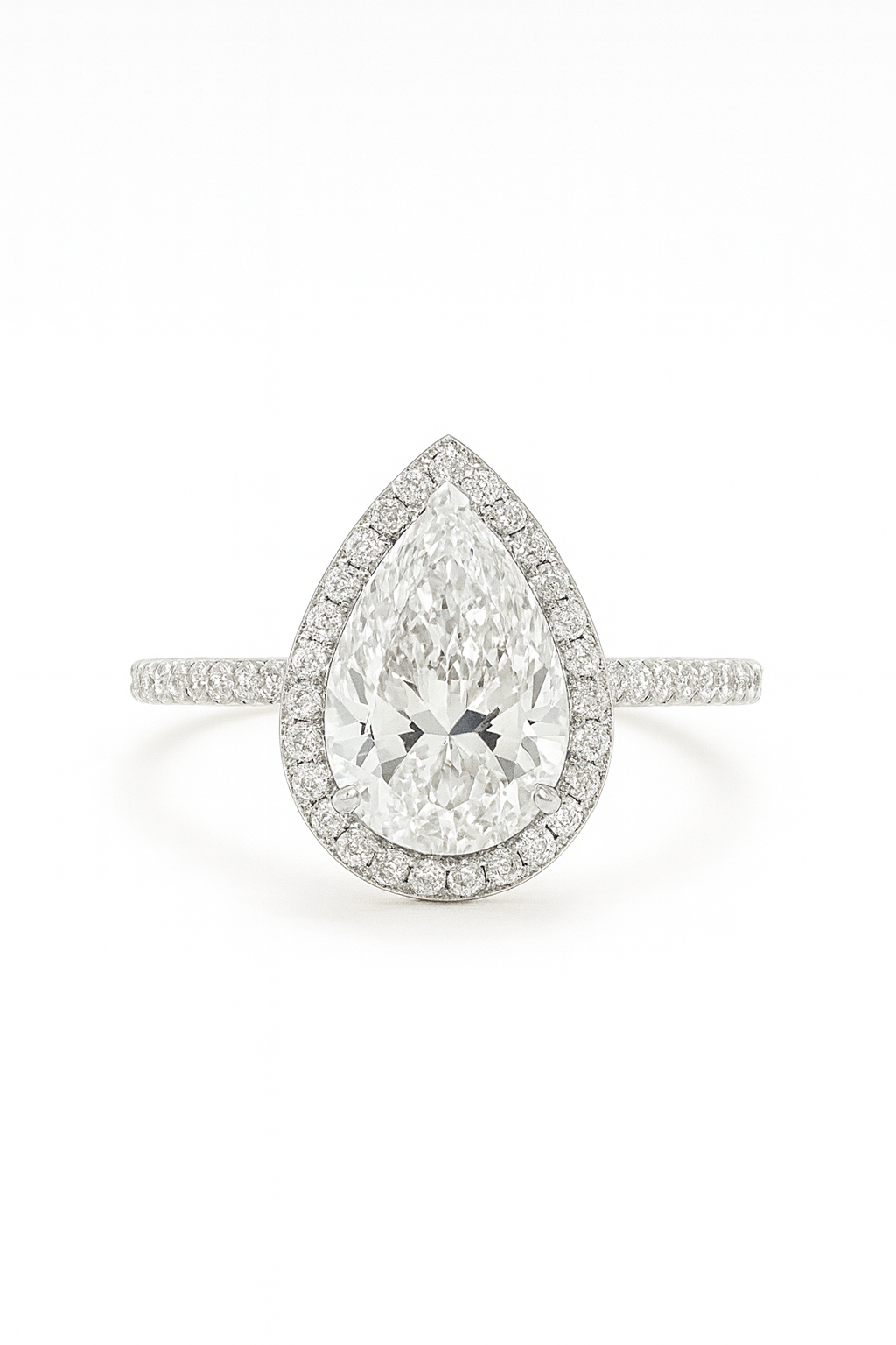 14kw engagement ring feat a 1.14ct lab grown pear shape diamond