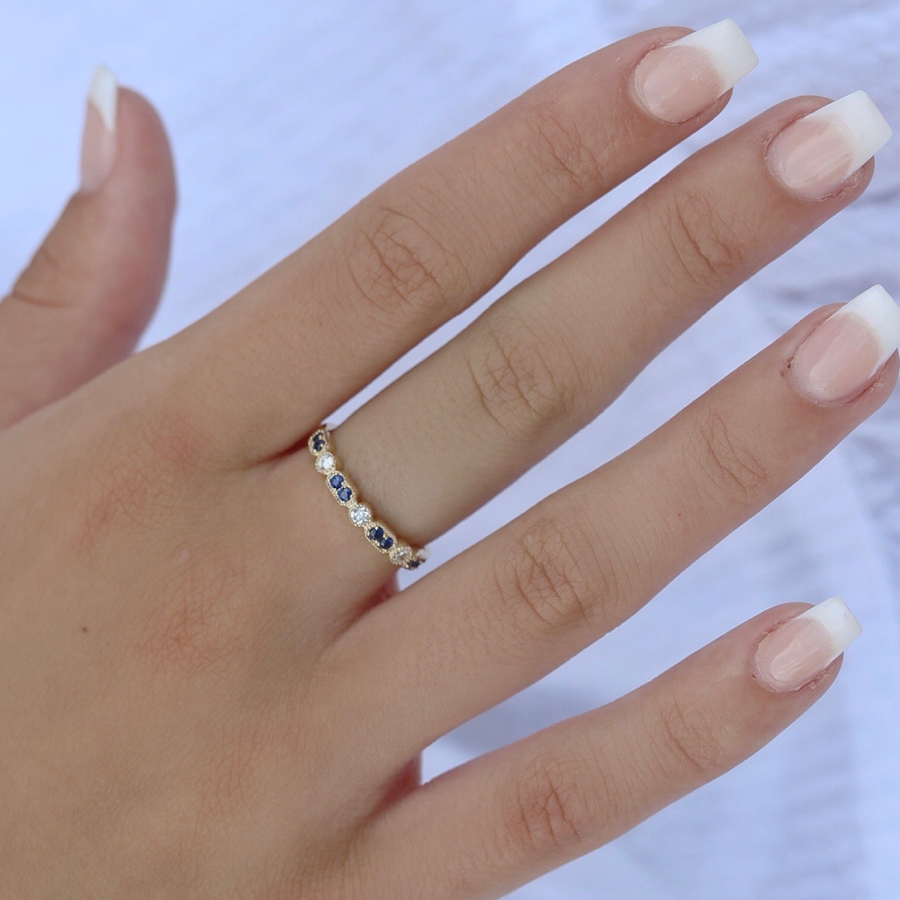 Alternating Sapphire and Diamond Ring