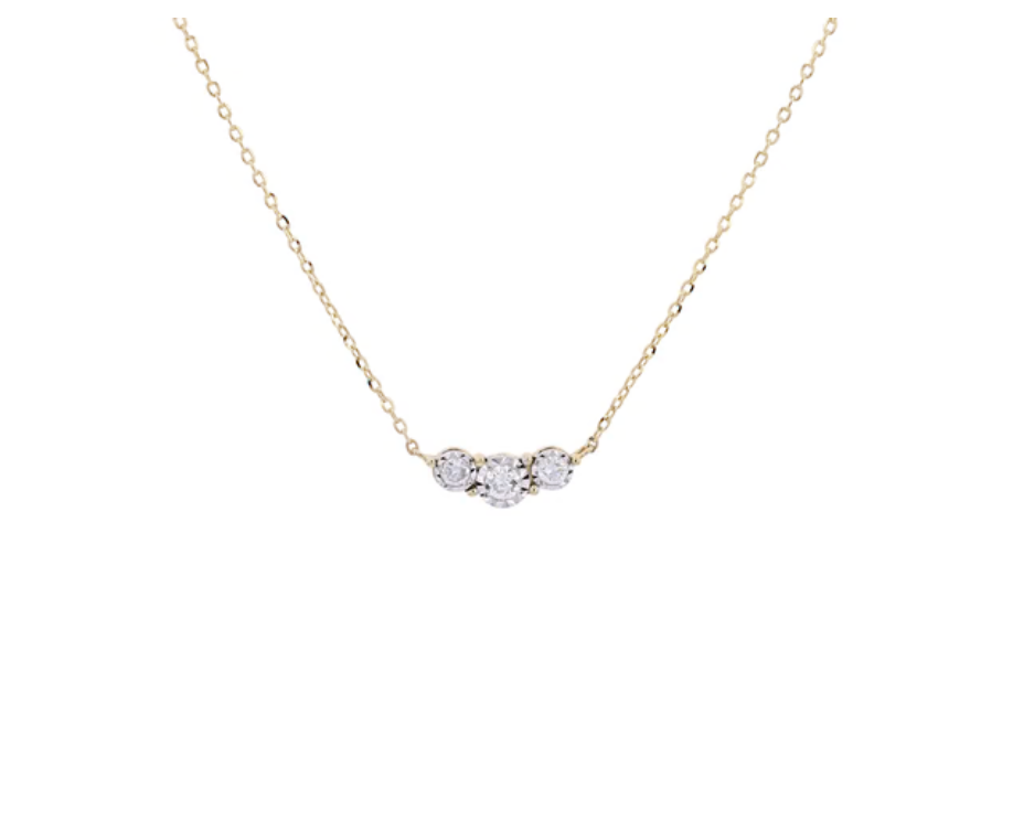 10K Three Diamond Necklace