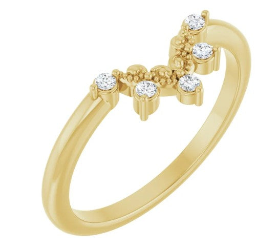 14K YG Contour Round Natural Diamond 1/20 ct Wedding Band