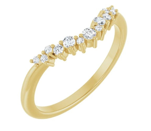 14K YG 1/6CT Natural Diamond Contour Band
