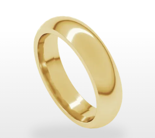 14K Yellow Gold 5mm Standard Weight Comfort Fit in Size 10.5