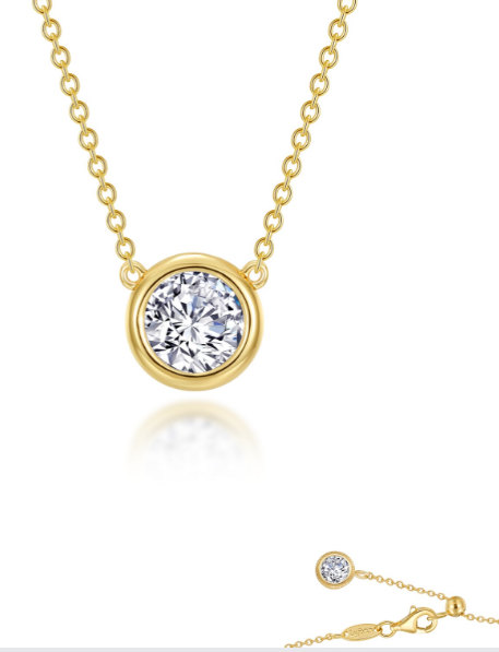 1.10 Carat Solitaire Bezel Adjustable Necklace: Rental