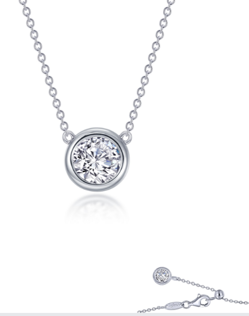 1.10 Carat Solitaire Bezel Adjustable Necklace: Rental