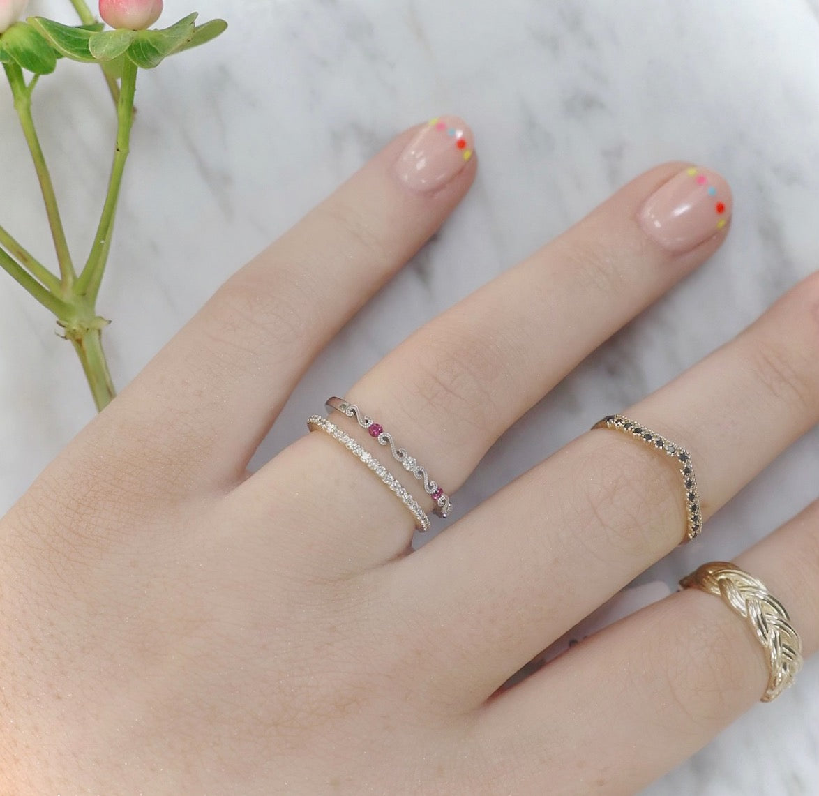 Ruby and Diamond Scroll Band