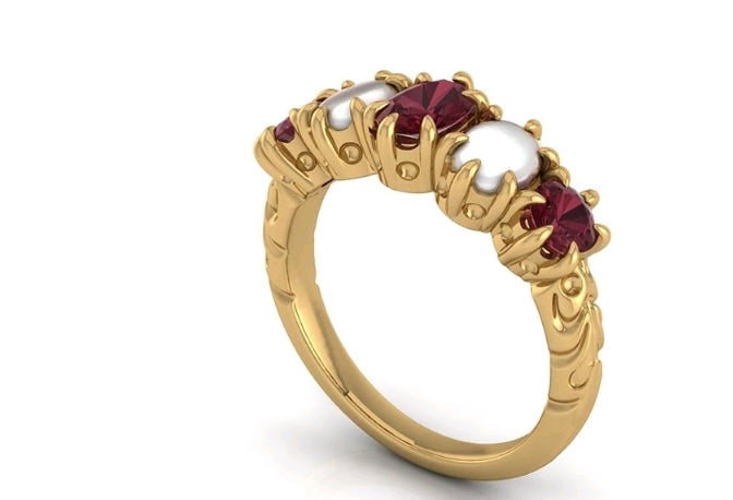 14K Yellow Gold Custom Ring Featuring Client's Stones