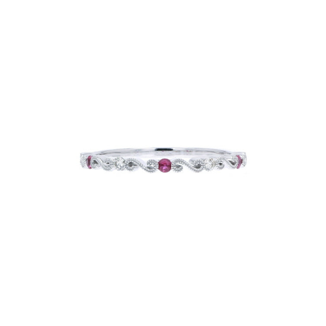 Ruby and Diamond Scroll Band