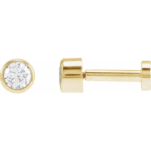 14K Yellow Gold Diamond Bezel Earrings Press and Fit