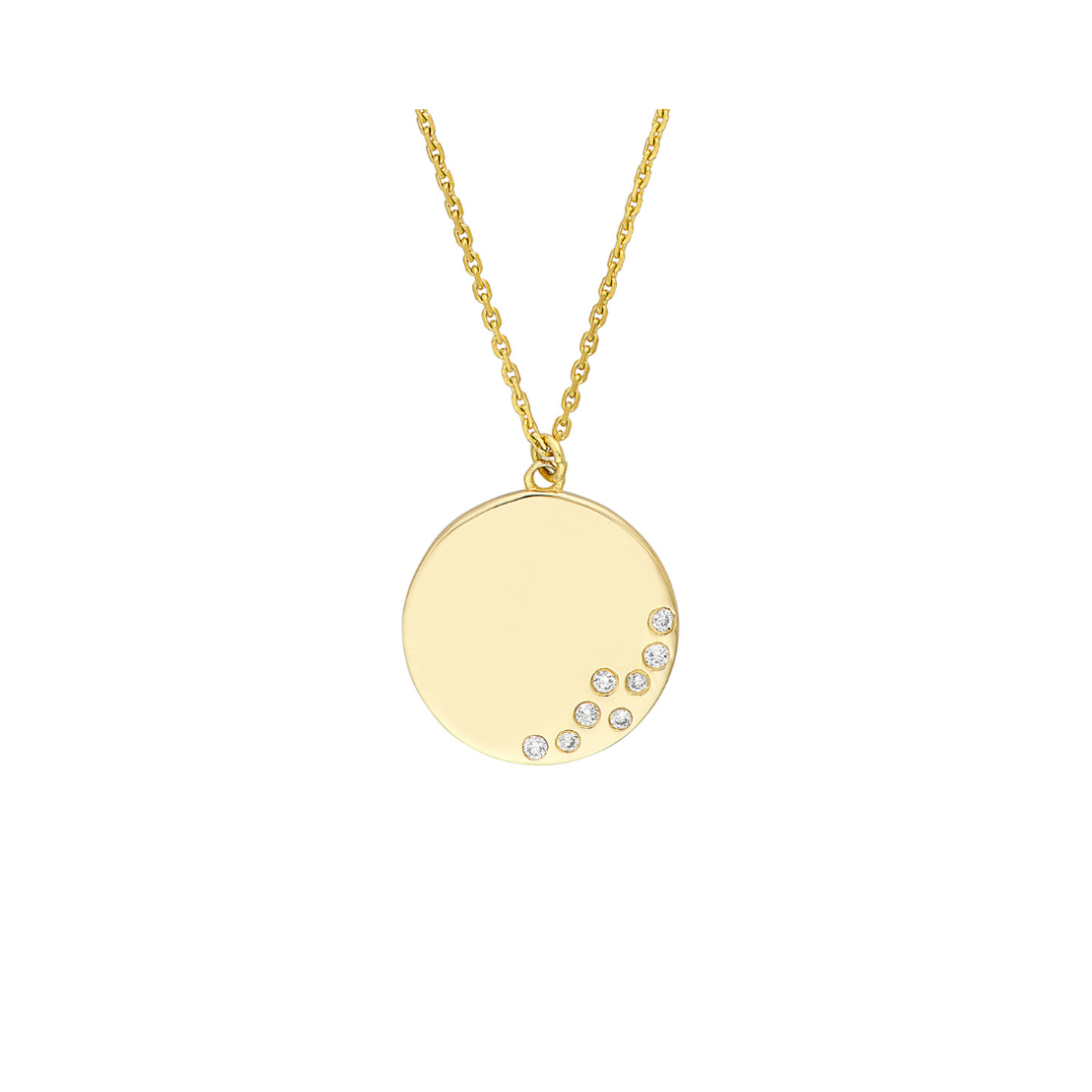 Scattered Diamond Medallion Necklace