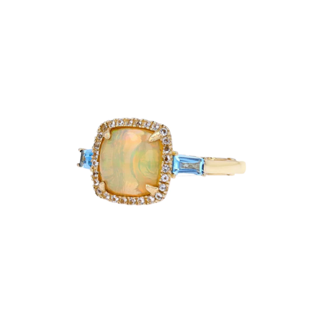 Opal and Topaz Decorative Ring