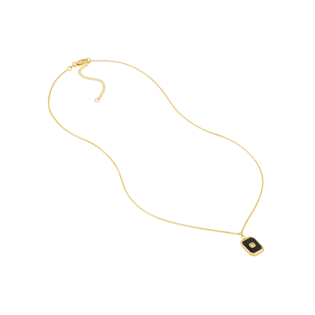 Black Enamel Octagon Necklace