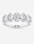 14K White Gold 1 3/8 CTW 5 Stone Lab Oval Diamond Anniversary Band