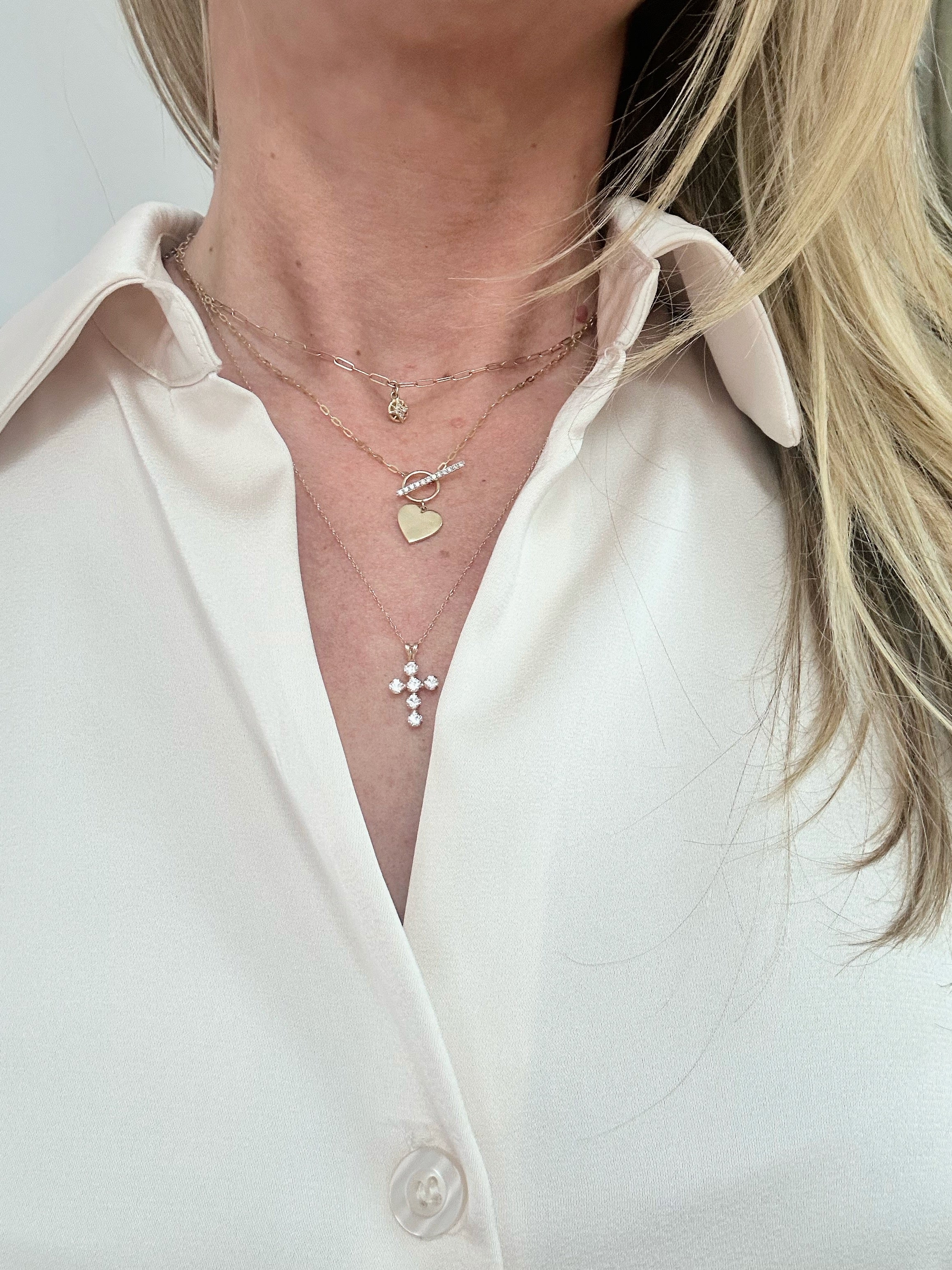 Heart &amp; Bar Diamond Toggle Necklace