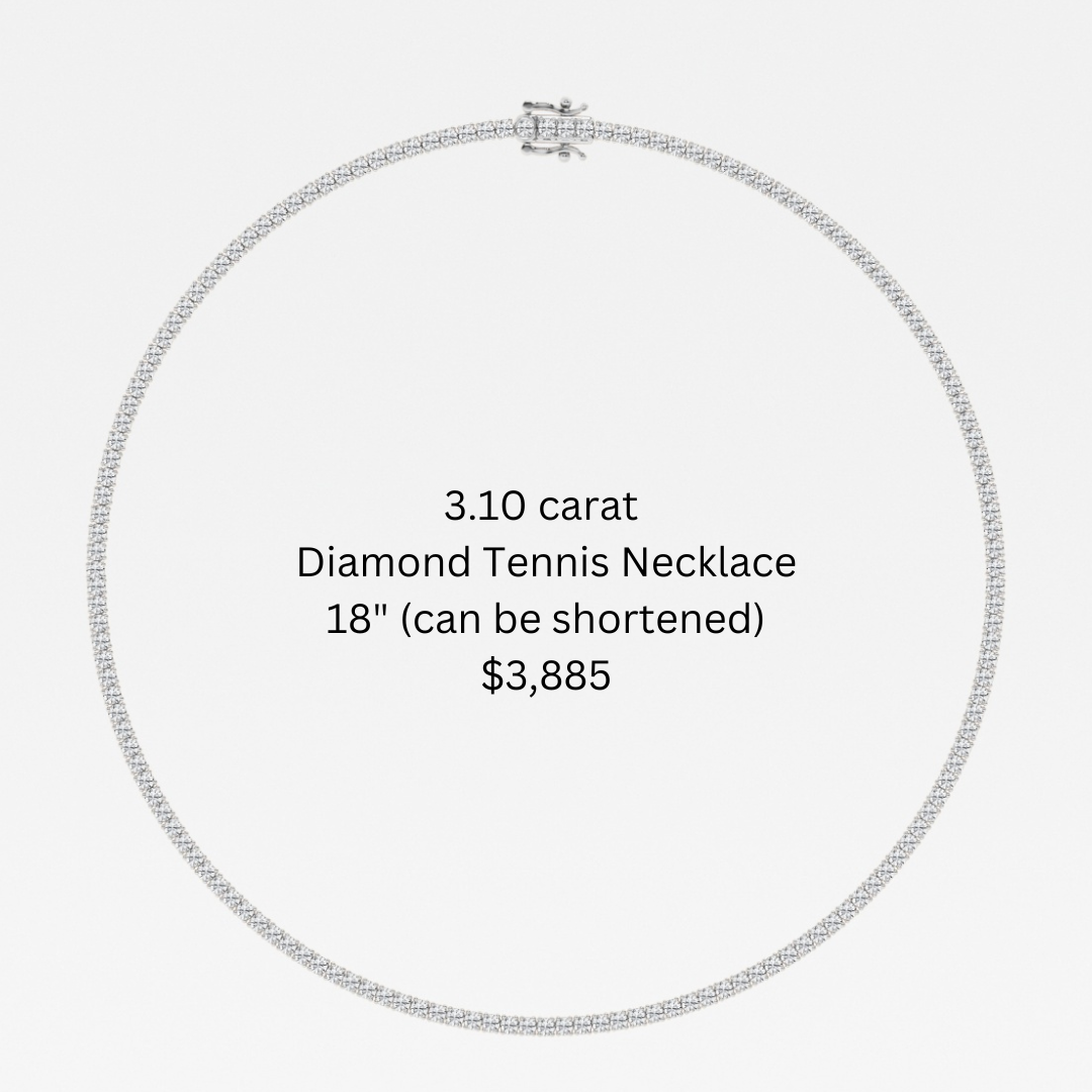 3.10ctw Natural Diamond Tennis Necklace