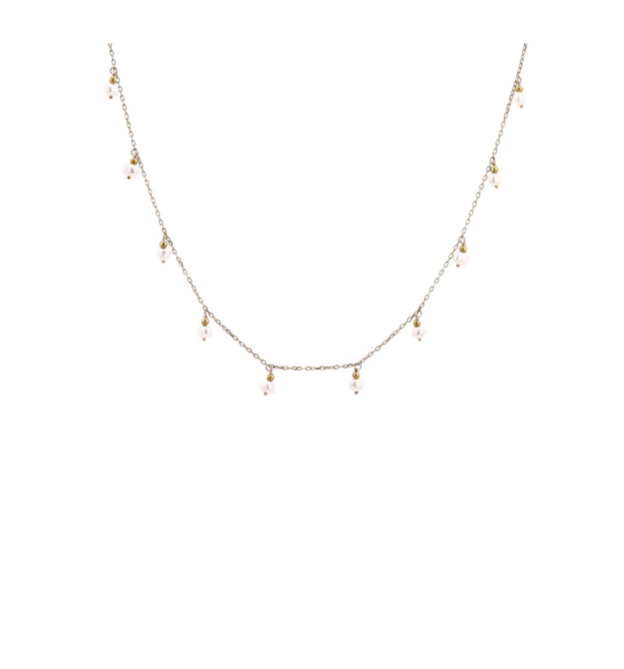10K Pearl Station Necklace