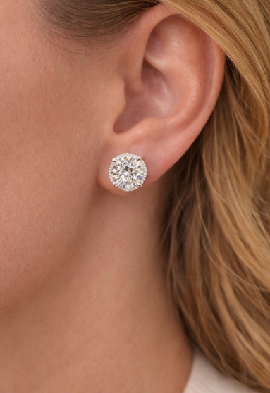 Classic Round Diamond Halo Studs
