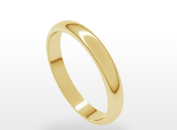 14k YG 3mm Standard Half Round Band