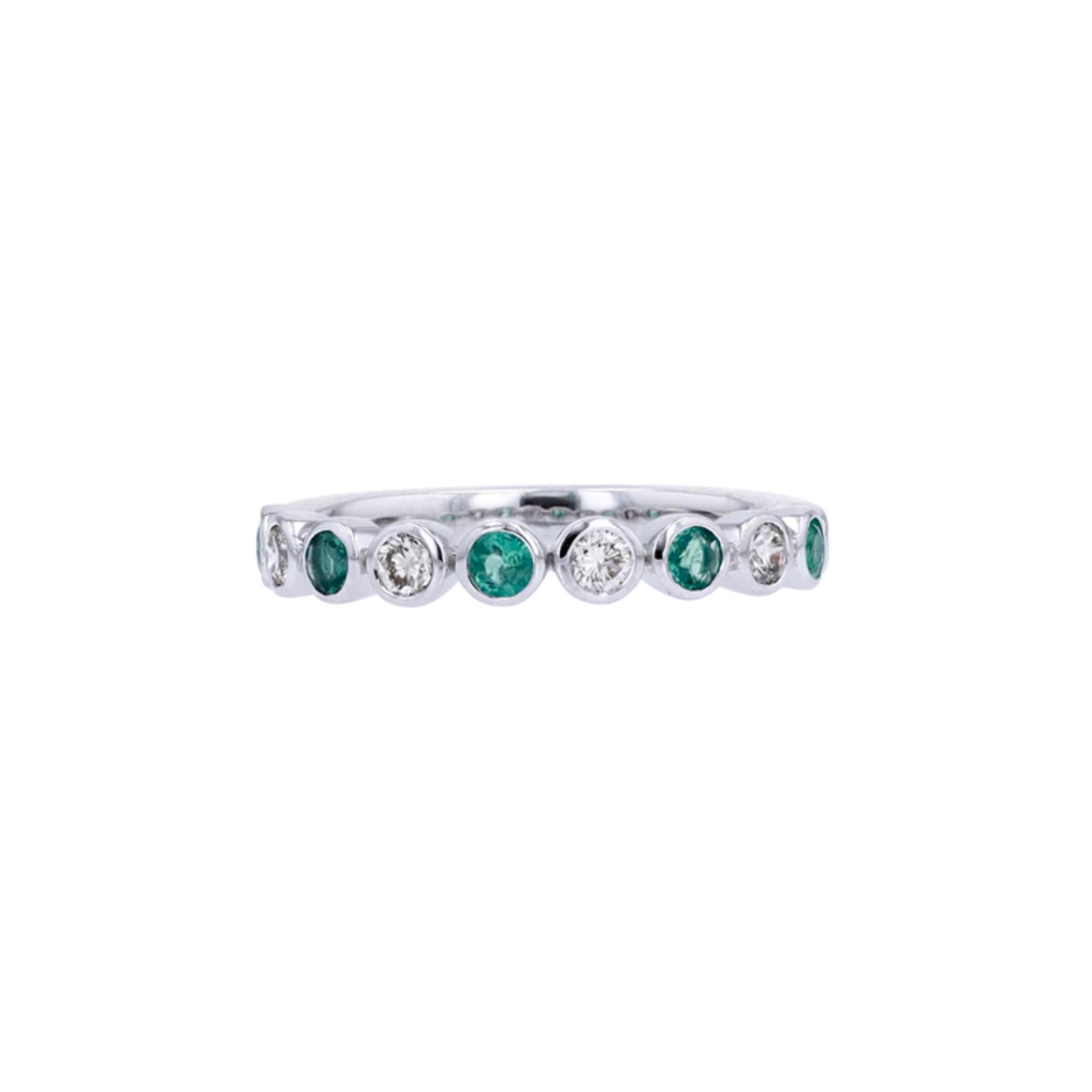 Bezel Emerald and Diamond Ring
