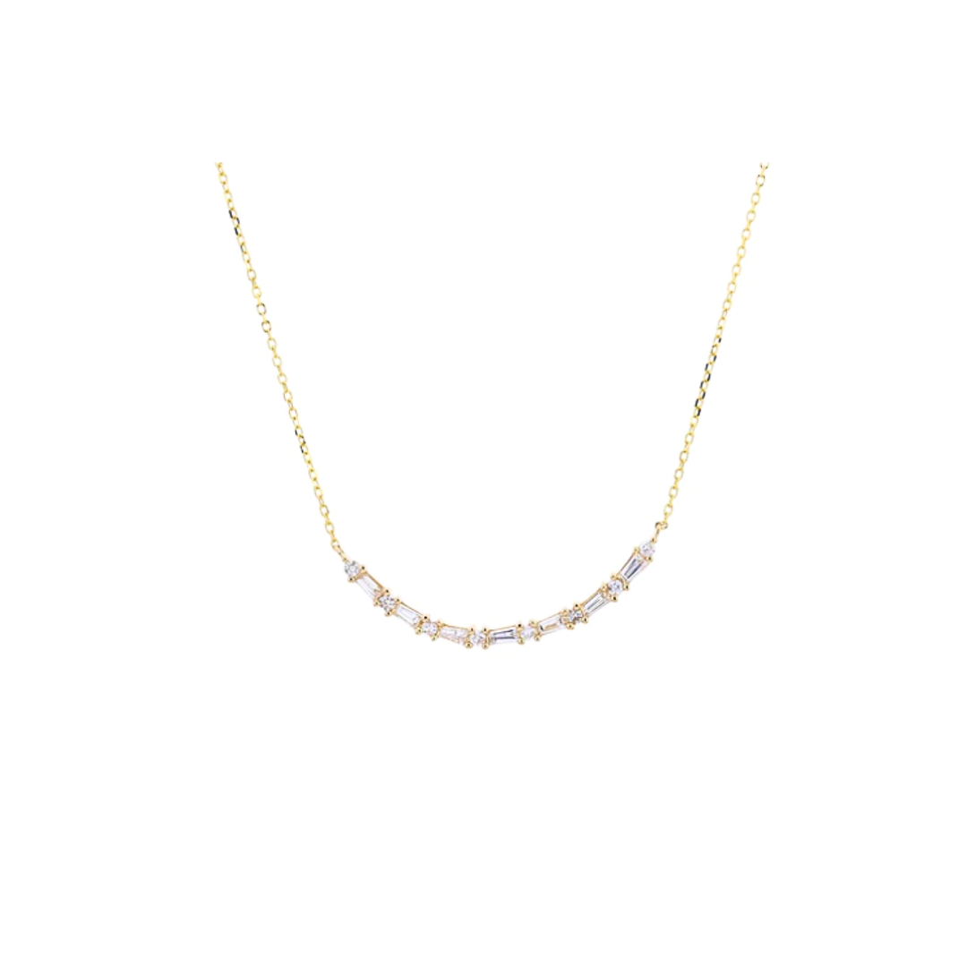 Curved Bar Diamond Necklace