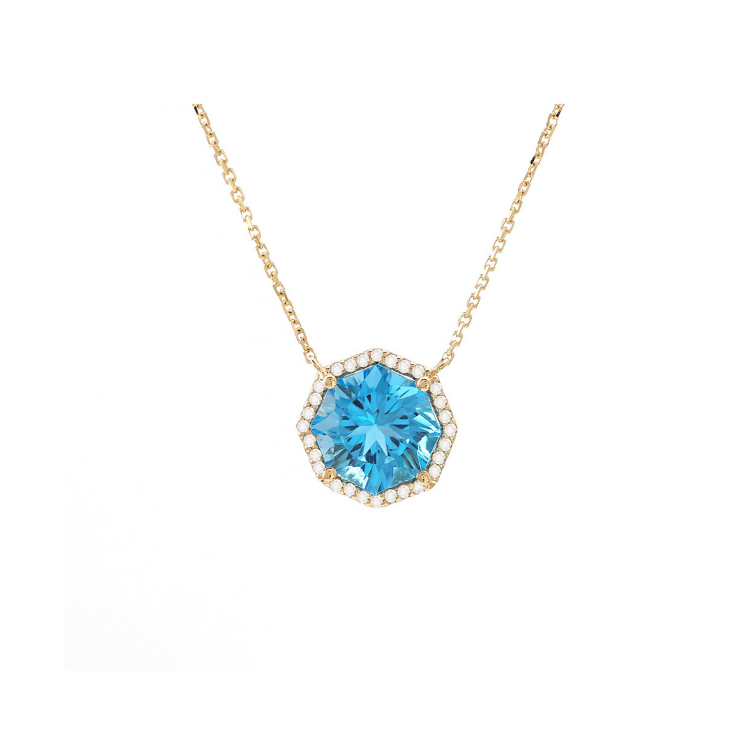 Octagonal Blue Topaz Necklace