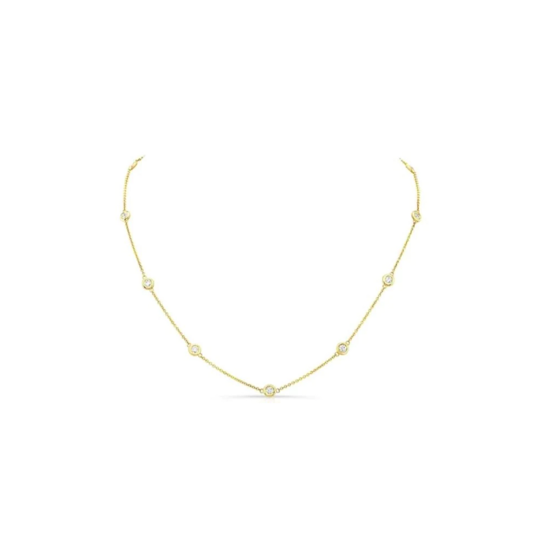Stationary Bezel Diamond Necklace 1 1/2 CT