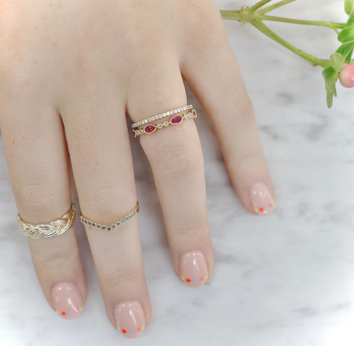 Vintage Inspired Ruby and Diamond Ring