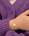 Say My Name Engravable Gold Disc Bracelet